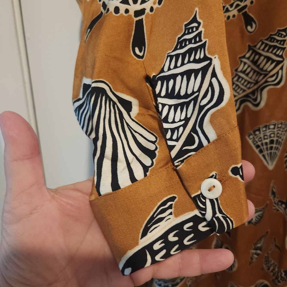 Brown Patterned Button-Up Shirt Dress - Picture 3 of 8